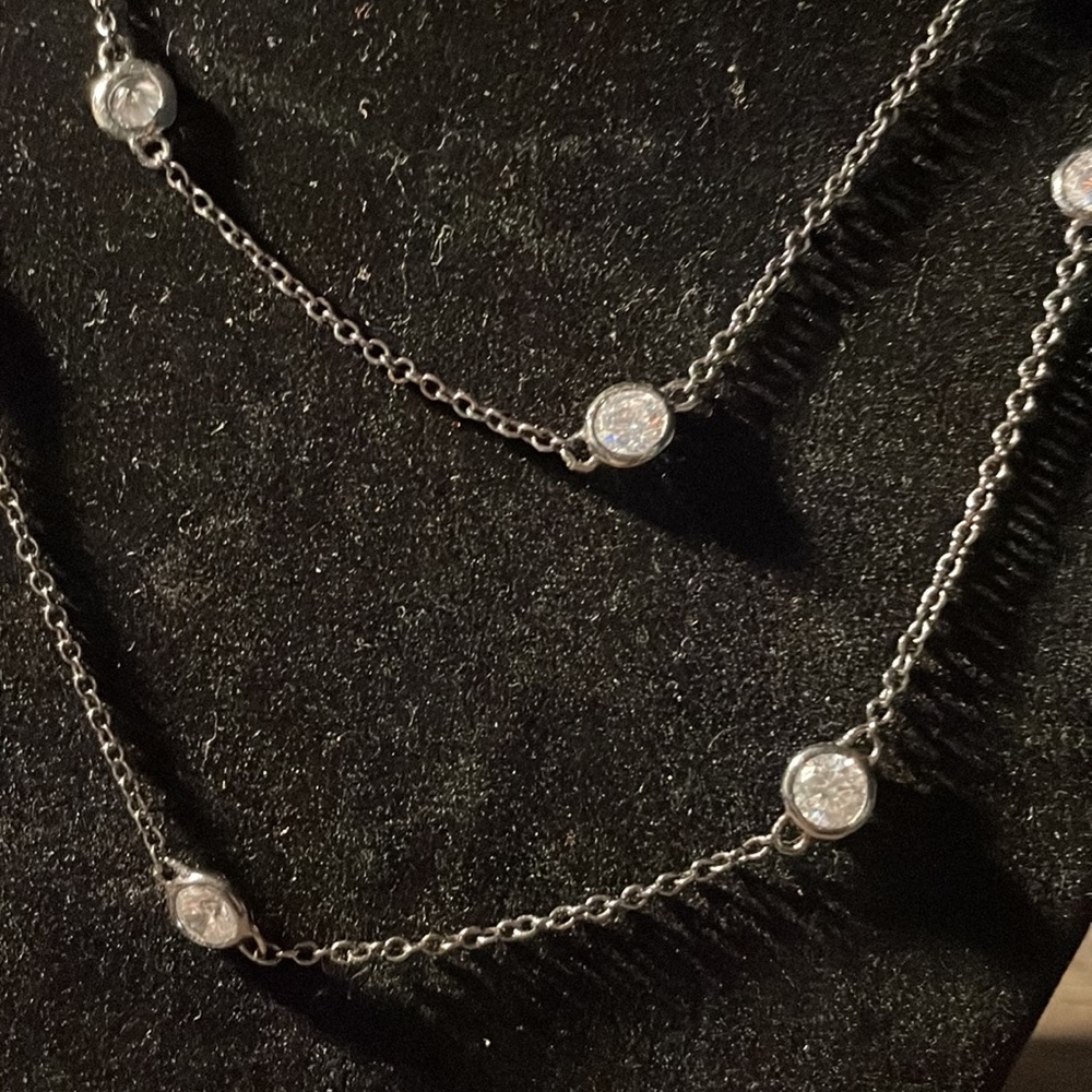 DP black tone with crystals long necklace. - Picture 2 of 5